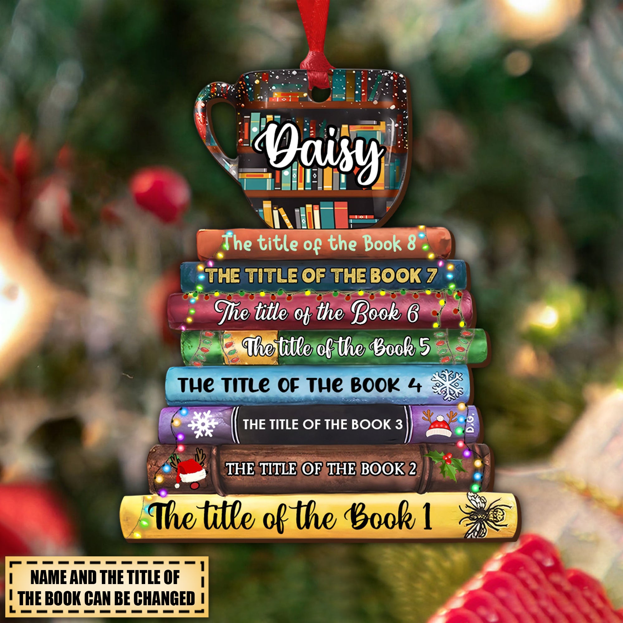 Tea And Books For The Wonderful Christmas Ornament For Book Lovers- Custom Shape Wood Ornament - 1 Layered Acrylic Ornament