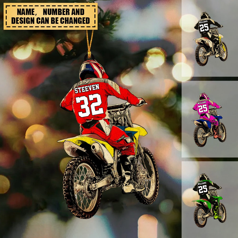 Custom Personalized Motocross Ornament Vintage Style, Dirt Bike Gifts