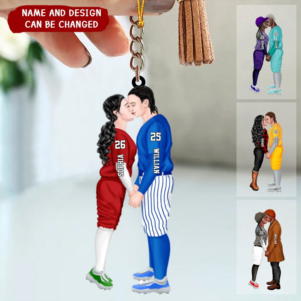 Personalized Acrylic Custom ShapeOrnament-Couple Gift-Baseball Couple Keychain