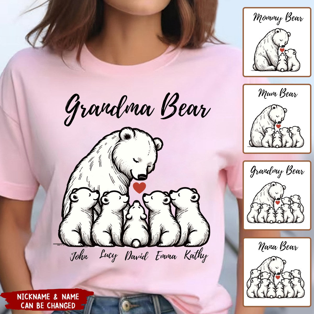 Personalized Bear With Little Bear Kids Pure Cotton T-Shirt