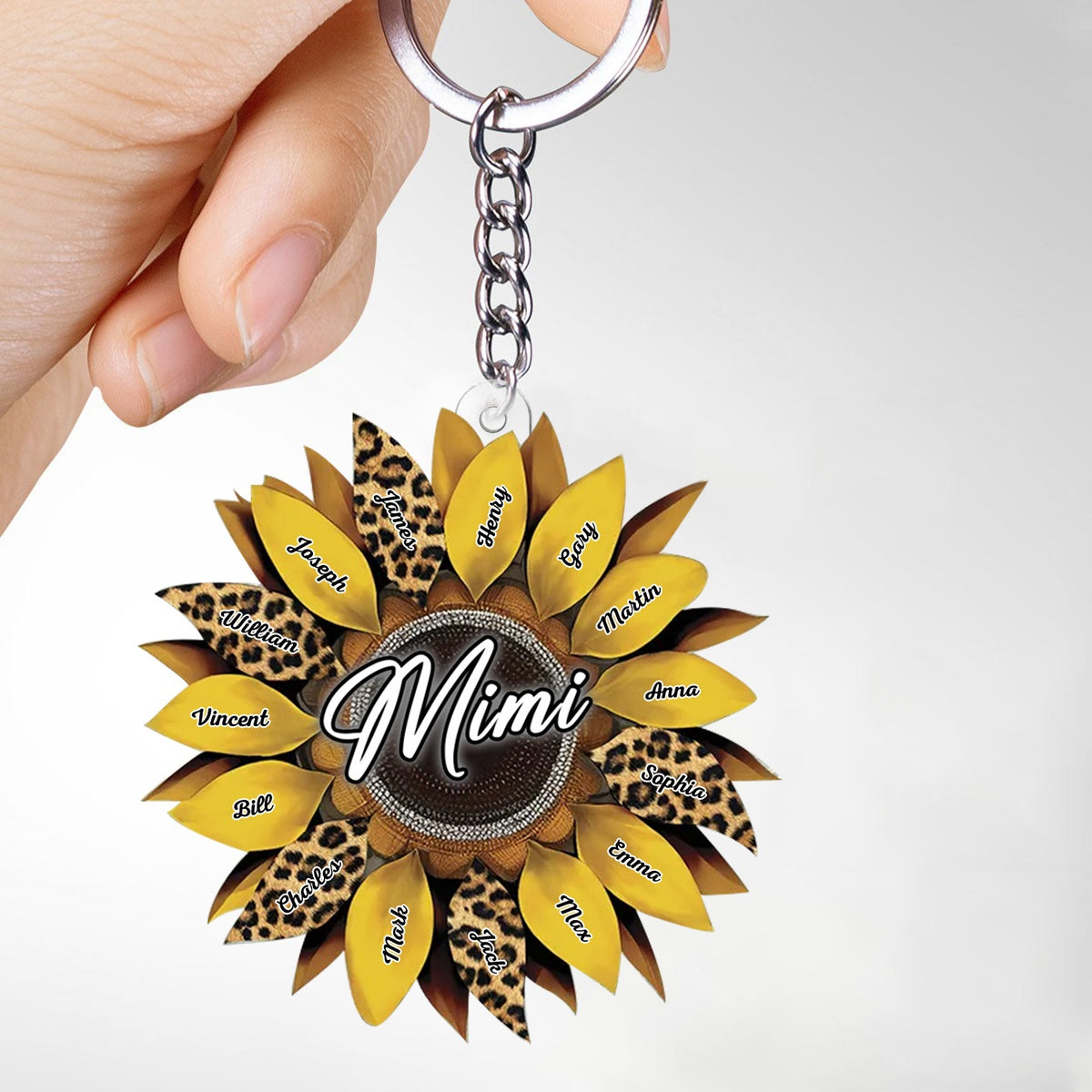 Personalized Family Sunflower Acrylic Keychain