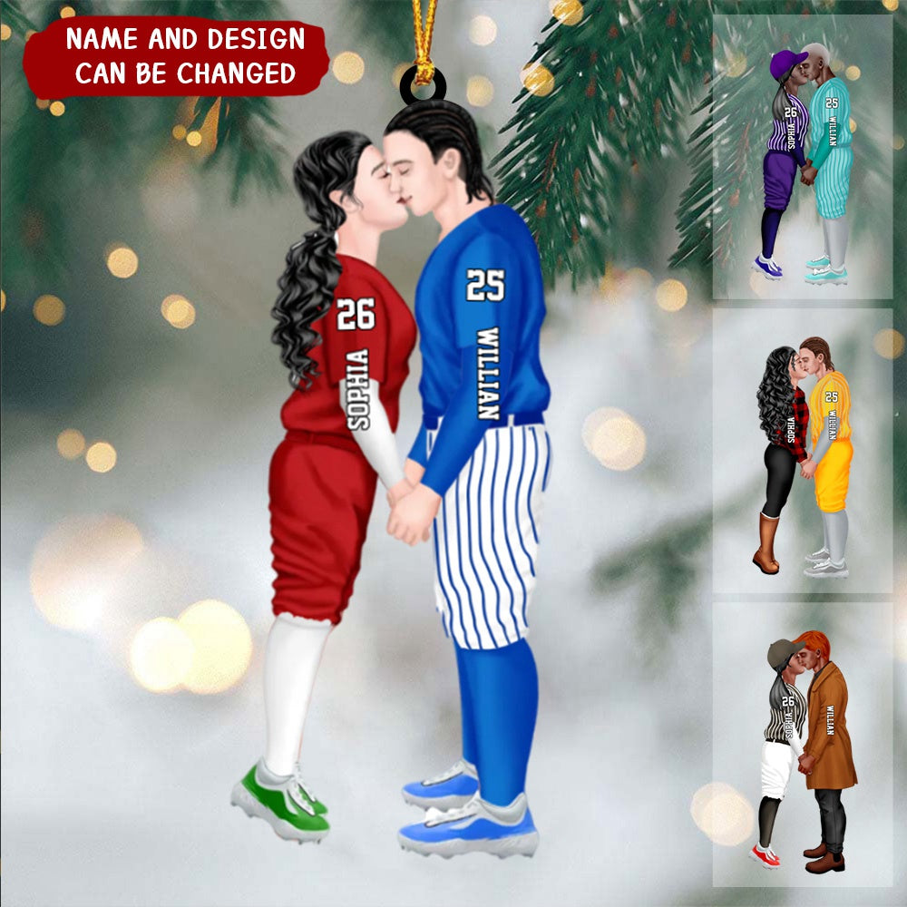 Personalized Acrylic Custom Shape Ornament-Couple Gift-Baseball Couple Ornament