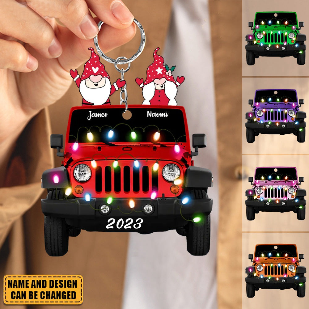Couple With Car Light Christmas - Personalized Acrylic Keychain,Christmas Gift For Couple, Husband and Wife