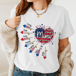 Personalized 4th of July Heart Patriotic Firework Pure Cotton T-Shirt