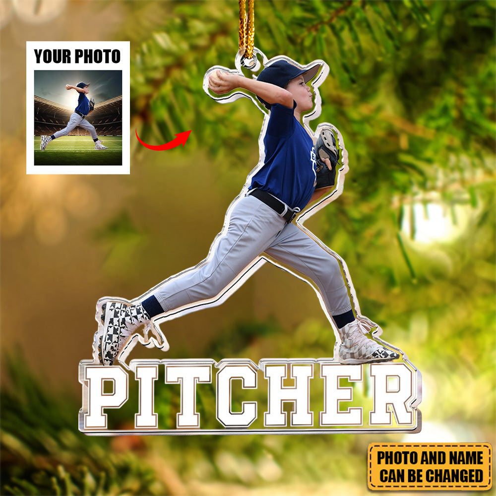 Baseball Lover For Son, Grandson - Personalized Acrylic Photo Ornament