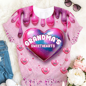 Personalized Grandma's Sweethearts All-over Print T Shirt
