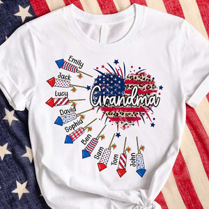 Personalized 4th of July Heart Patriotic Firework Pure Cotton T-Shirt