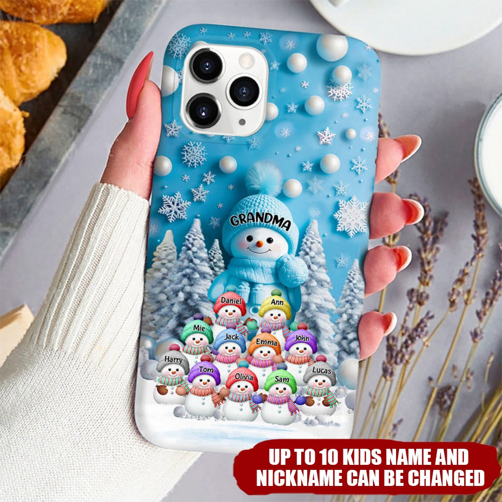 Christmas Blue Vibe Snowman Grandma Mom Colorful Kids Personalized Phone case