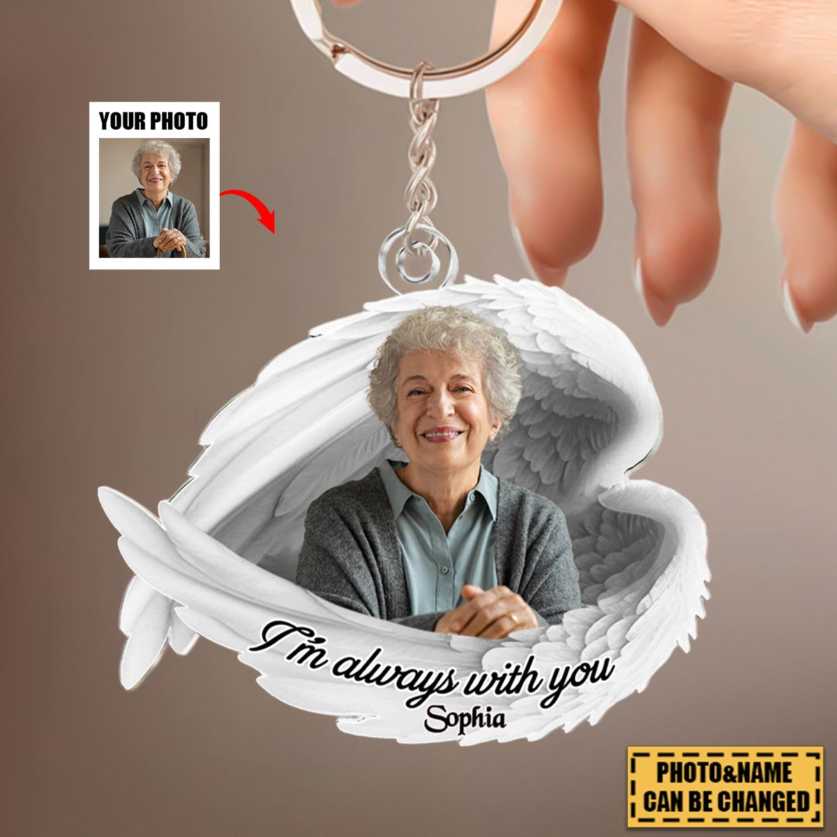 Personalized Photo Acrylic Keychain - I'm Always With You