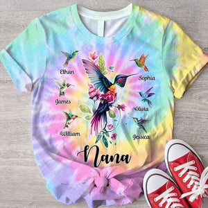 Personalized Hummingbird Grandma And Kids T-Shirt