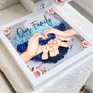 Personalized Our Family Hands Flower Shadow Box