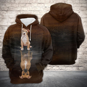 Cute American Pit Bull Terrier Reflection All Over Hoodie