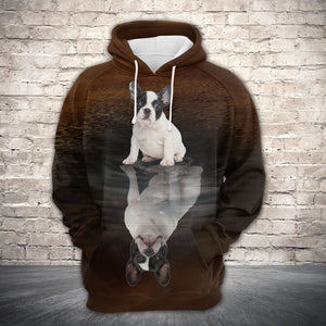 Cute French Bulldog Reflection All Over Hoodie
