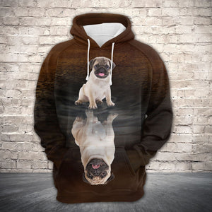 Cute Pug Reflection All Over Hoodie