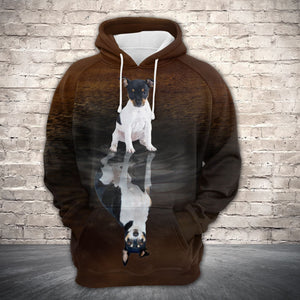 Cute Rat Terrier Reflection All Over Hoodie