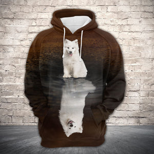Cute Samoyed Reflection All Over Hoodie