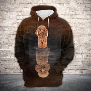 Cute Poodle Reflection All Over Hoodie