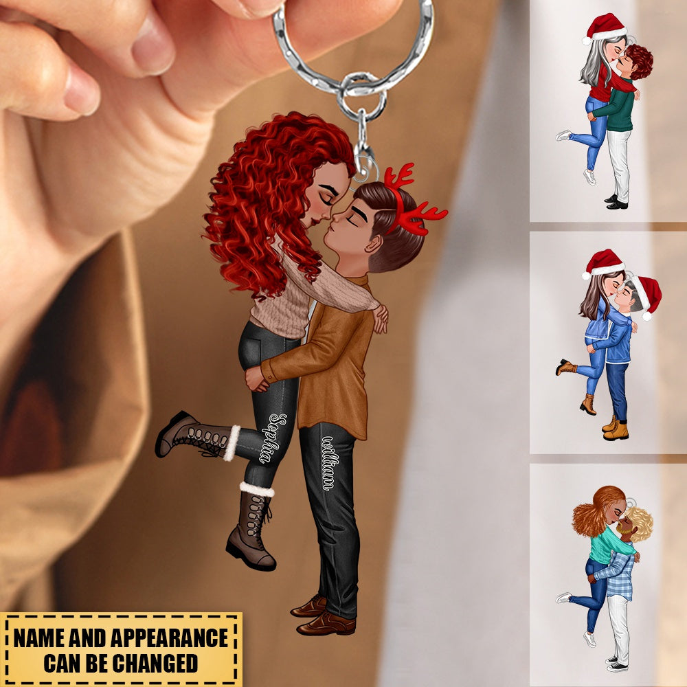 Winter Christmas Couple Personalized Acrylic Keychain