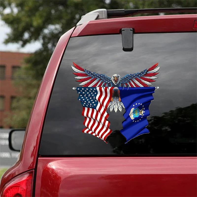 Air Force Flag and United States Flag Car Sticker