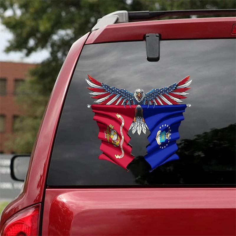 Air Force - Marine Corps Eagle Flag Car Sticker