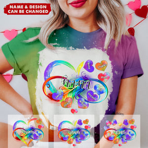 Personalized Grandma Grandkids Infinity Love Rainbow 3D T-Shirt