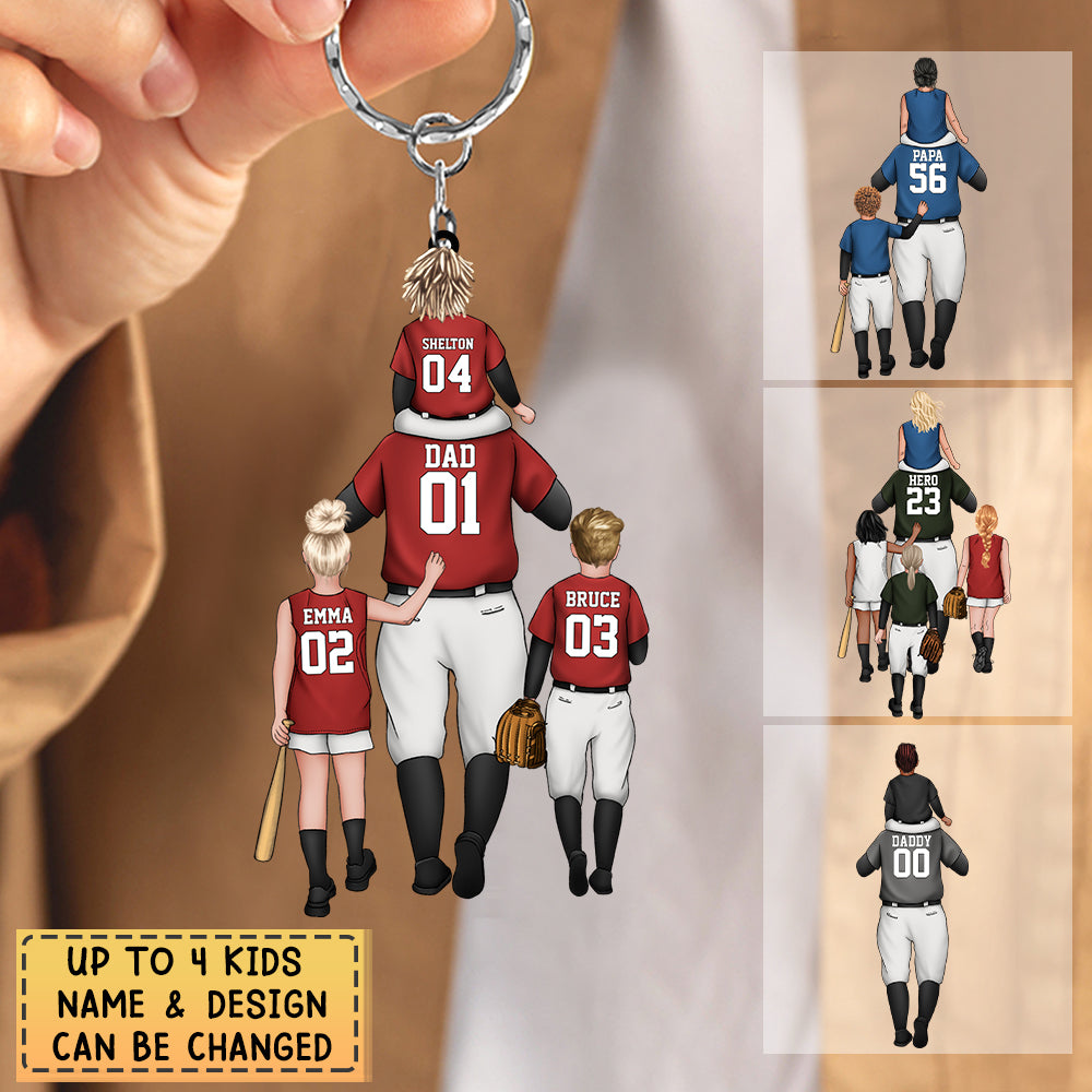Personalized Baseball Dad & Kids Acrylic Keychain