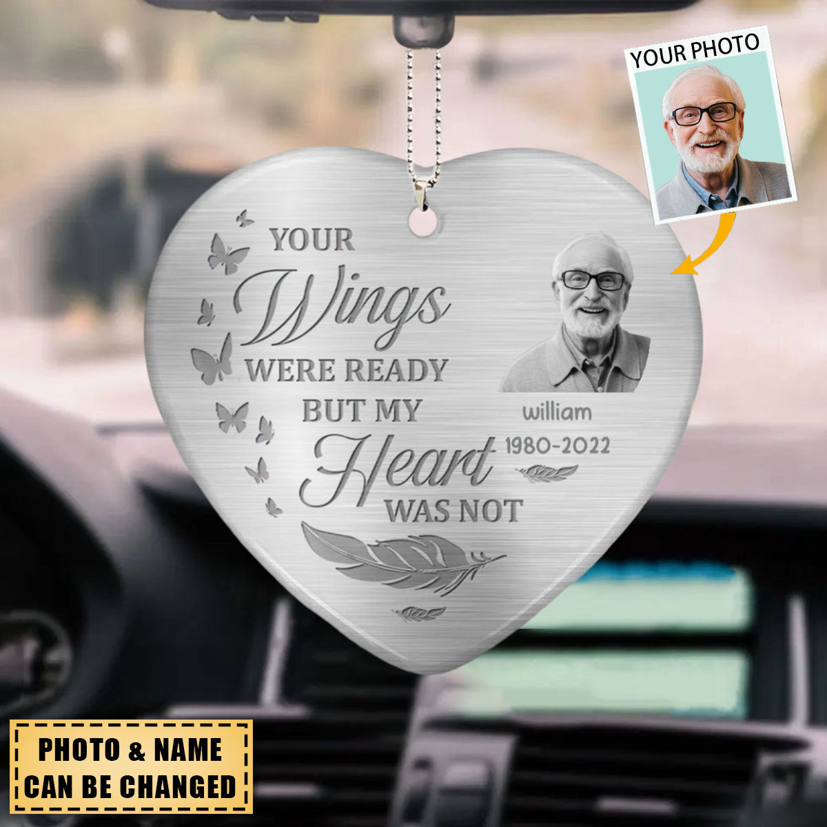 Custom Photo Your Wings Were Ready But My Heart Was Not - Memorial Personalized Acrylic Ornament