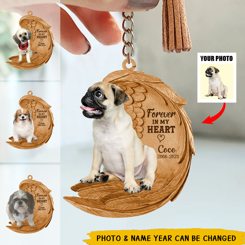 Personalized Forever In My Heart Memorial Pet Keychain