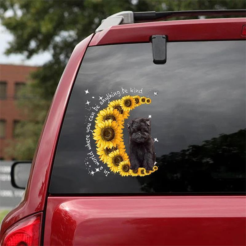 Affenpinscher-Sunflower Be Kind Car Sticker