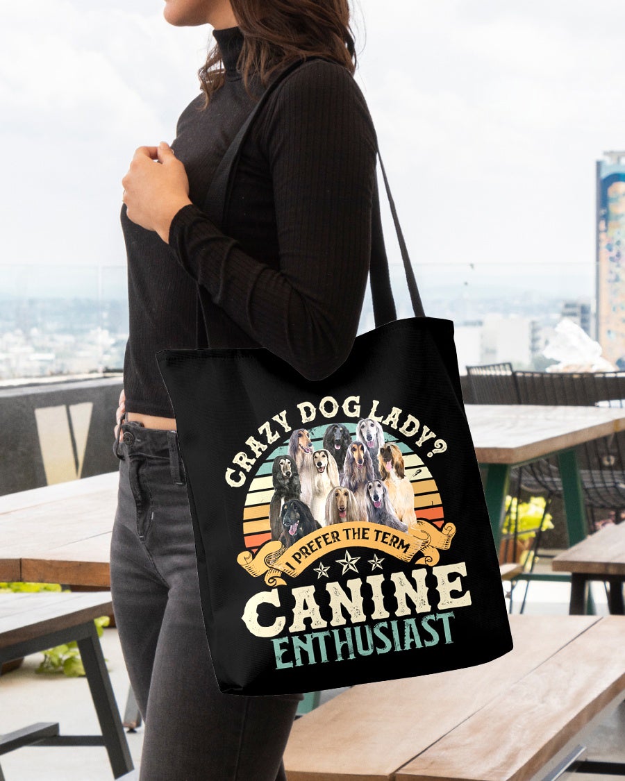 Afghan Hound-Crazy Dog Lady Cloth Tote Bag