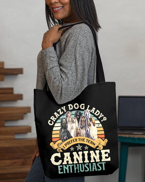 Afghan Hound-Crazy Dog Lady Cloth Tote Bag