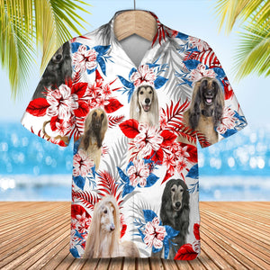 Afghan Hound American Flag Hawaiian Shirt