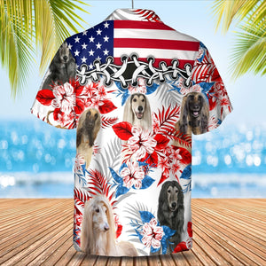 Afghan Hound American Flag Hawaiian Shirt