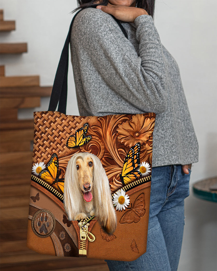 Afghan Hounds Butterfly Daisy Cloth Tote Bag
