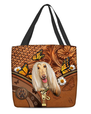 Afghan Hounds Butterfly Daisy Cloth Tote Bag