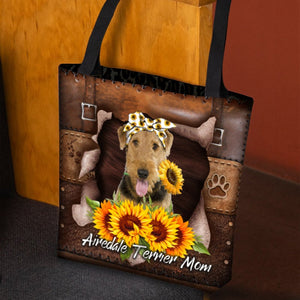 Airedale Terrier-Sunflower&Dog Mom Cloth Tote Bag