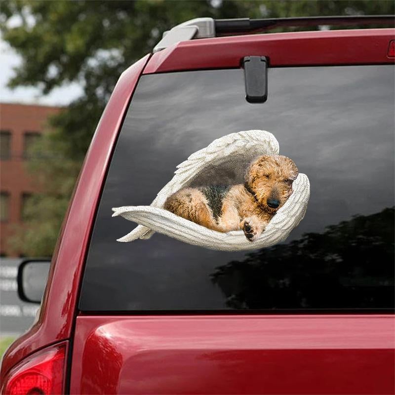 Airedale Terrier-sleeping angel CAR STICKER