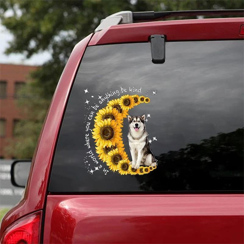 Alaskan Malamute-Sunflower Be Kind Car Sticker