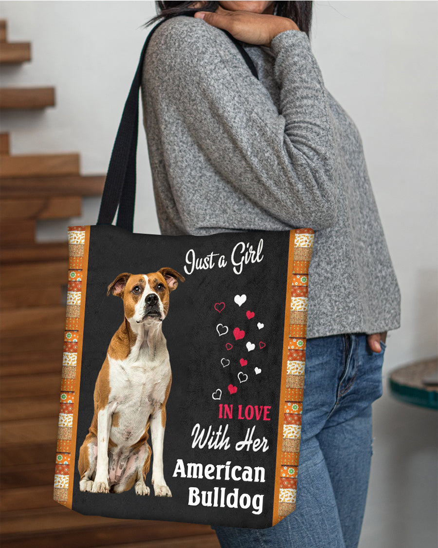 American Bulldog  In Love-Cloth Tote Bag