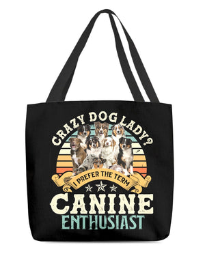 Australian Shepherd-Crazy Dog Lady Cloth Tote Bag