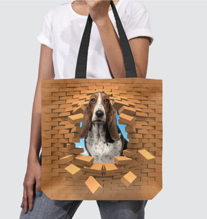 Basset Hound In Brick Hole-Cloth Tote Bag