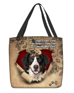 Bernese Mountain Dog-Torn Cloth Tote Bag