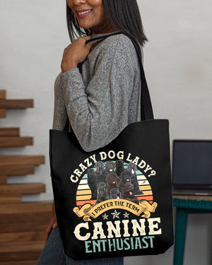 Black Russian Terrier-Crazy Dog Lady Cloth Tote Bag