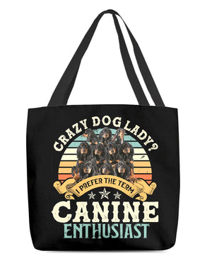 Blackand Tan Coonhound-Crazy Dog Lady Cloth Tote Bag