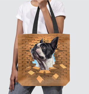 Boston Terrier In Brick Hole-Cloth Tote Bag