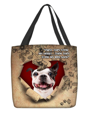 Boston terrier-Torn Cloth Tote Bag