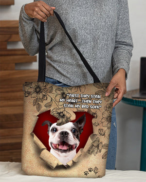 Boston terrier-Torn Cloth Tote Bag