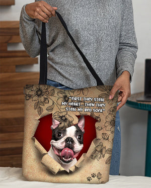 Boston terrier 2-Torn Cloth Tote Bag