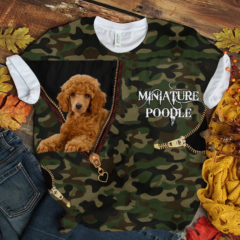 Brown Miniature Poodle Camo T-shirt
