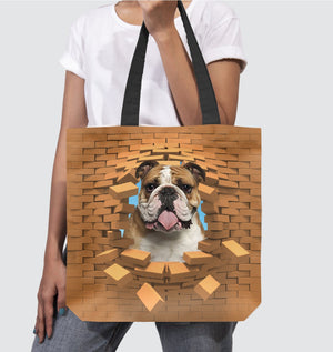 Bulldog In Brick Hole-Cloth Tote Bag